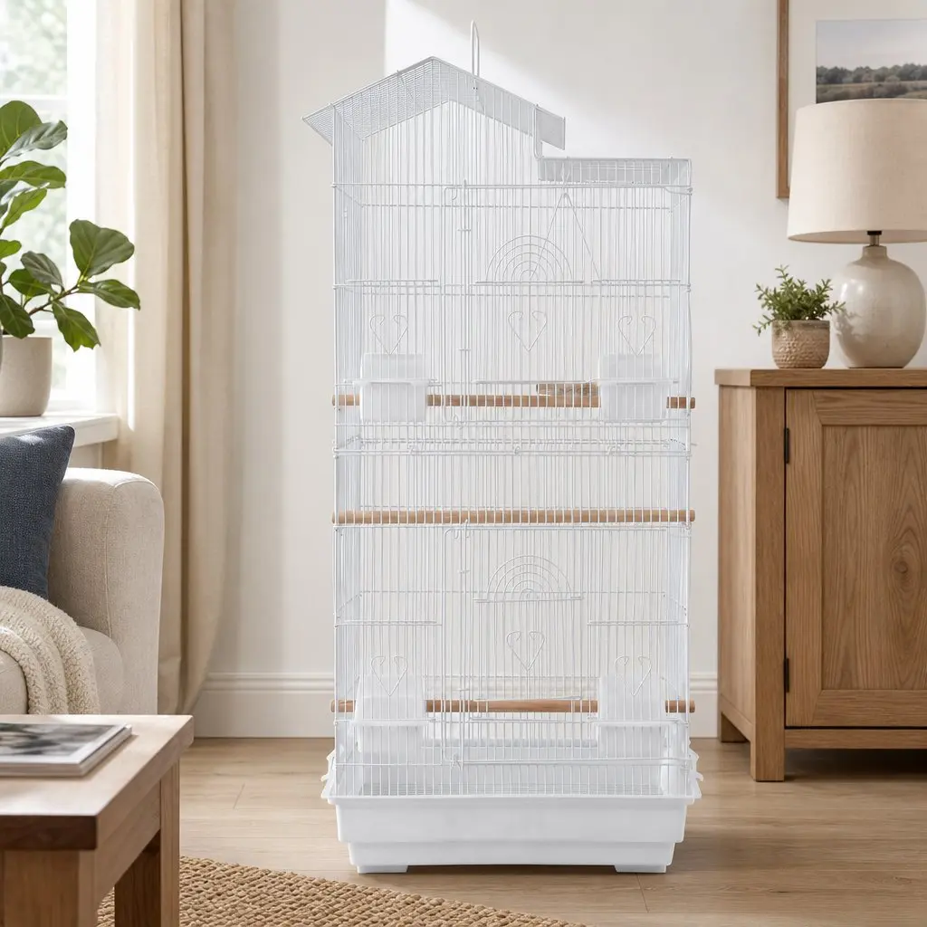 100cm Bird Cage Aviary Parrot Budgie Cockatiel Hanging Tabletop with Perches