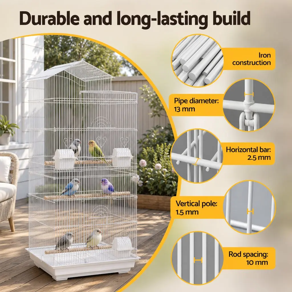 100cm Bird Cage Aviary Parrot Budgie Cockatiel Hanging Tabletop with Perches