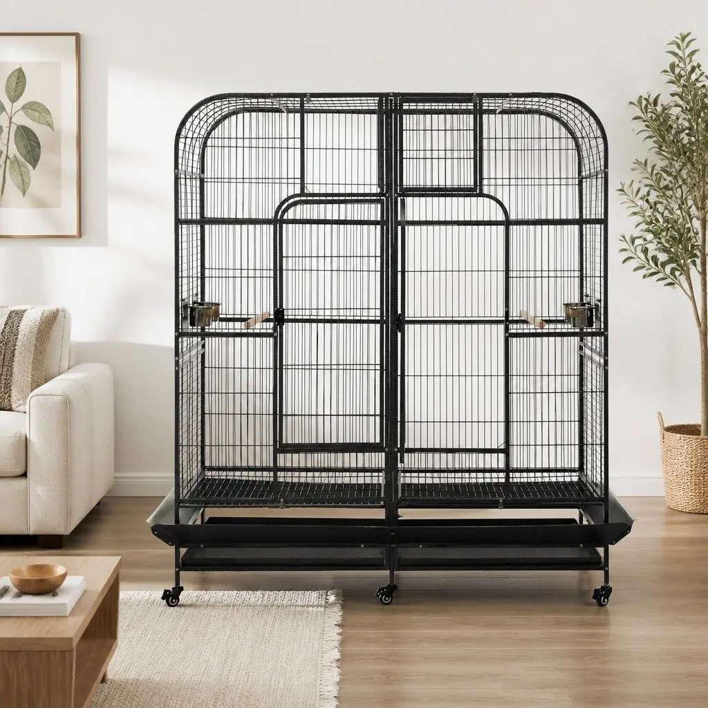 Large Bird Aviary Cage 185cm Parrot Housing Removable Divider Castor Wheels