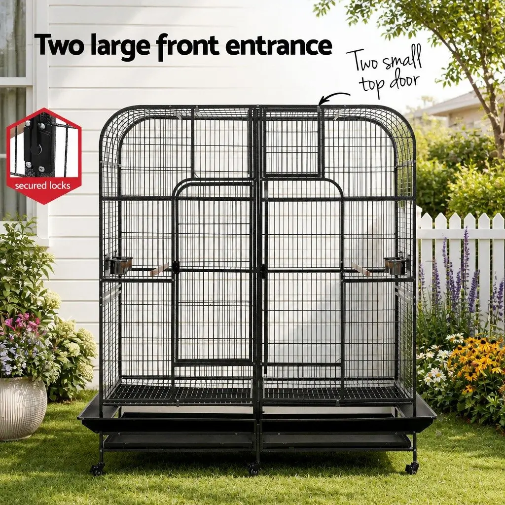 Large Bird Aviary Cage 185cm Parrot Housing Removable Divider Castor Wheels