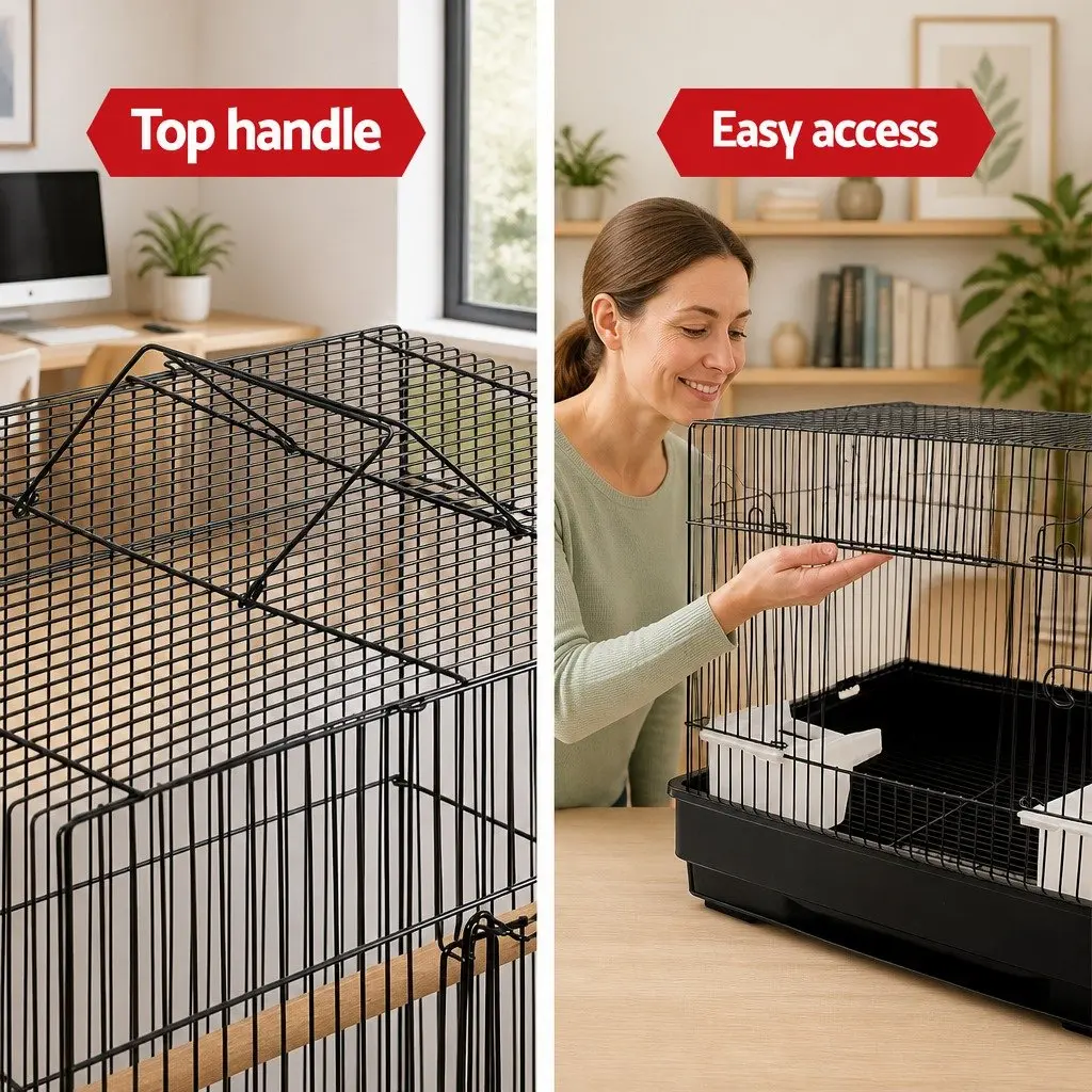 Bird Cage Wrought Iron Large 88cm Black Easy Assemble