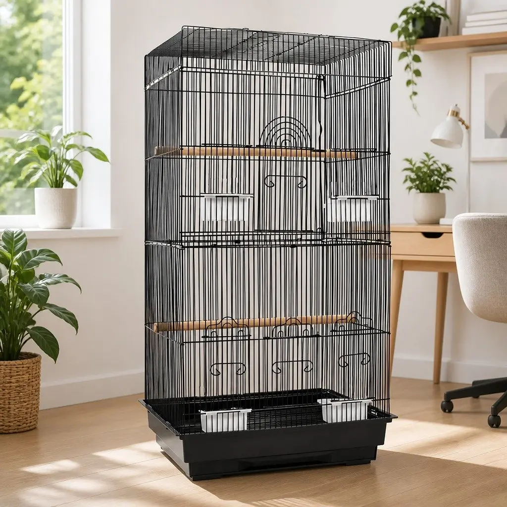 Bird Cage Wrought Iron Large 88cm Black Easy Assemble