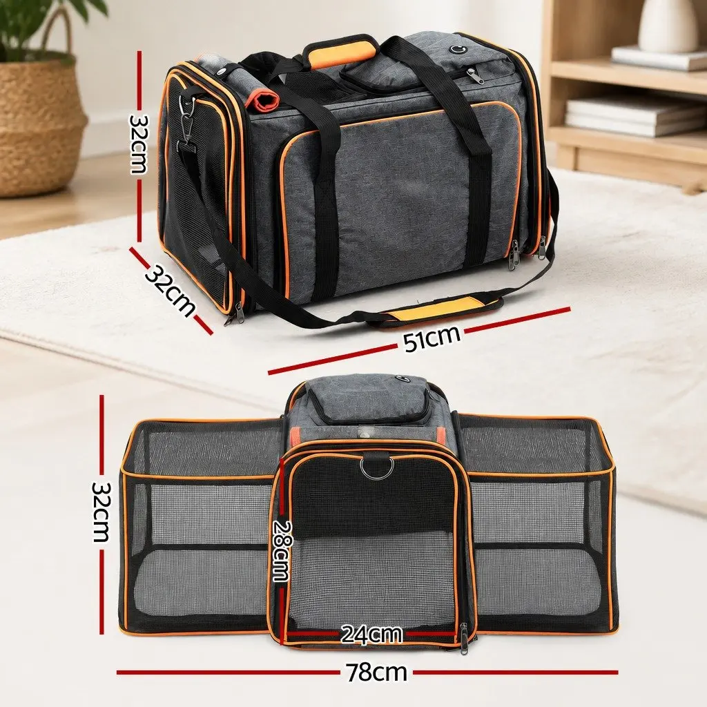 Pet Carrier Bag Foldable Expandable Airline Approved Size for Dogs and Cats