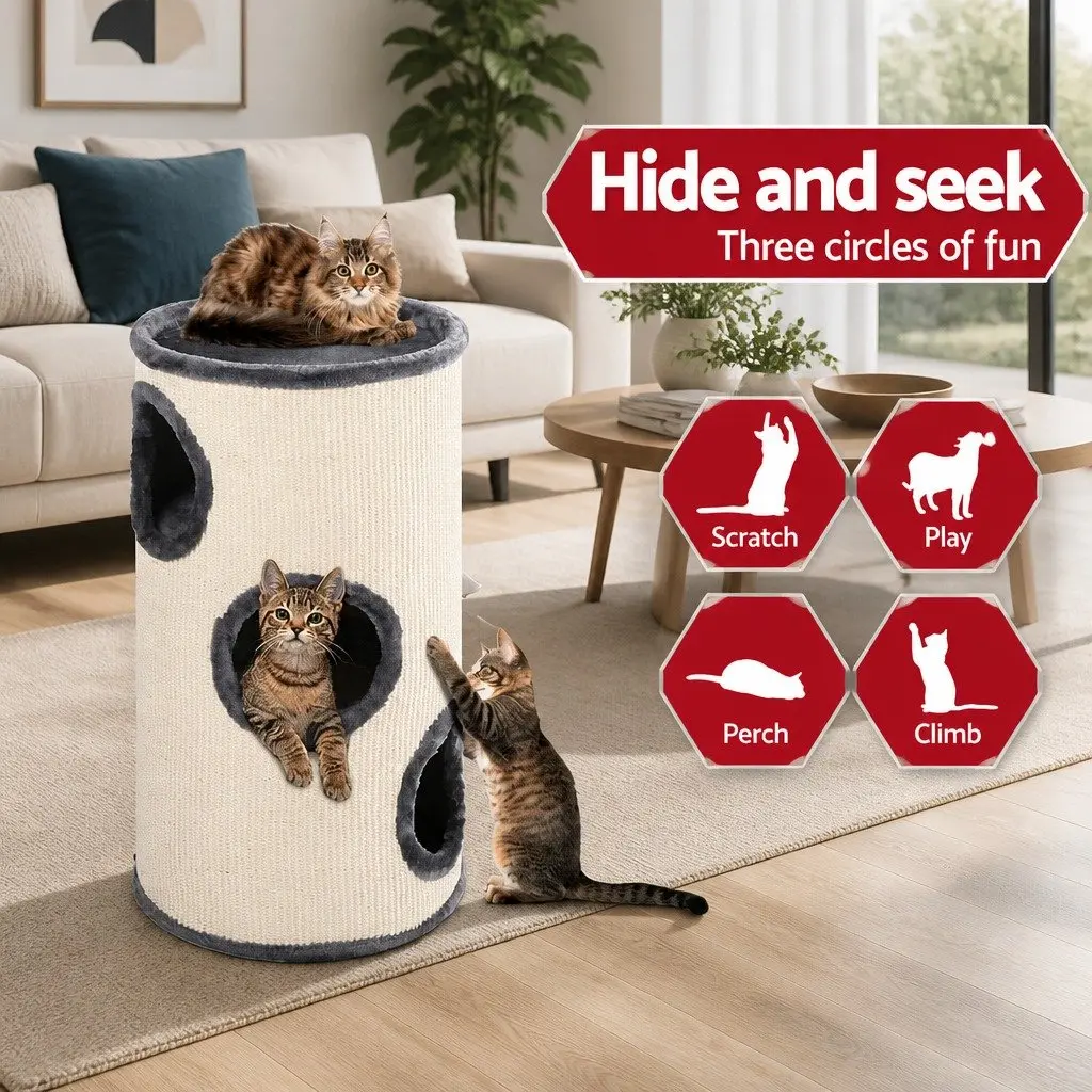 Cat Tree Multi-Level 70cm Scratching Post Tower with Hideouts and Toys