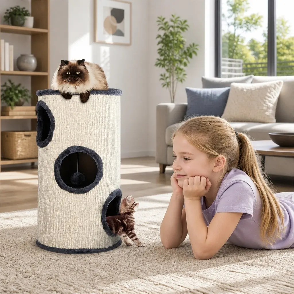 Cat Tree Multi-Level 70cm Scratching Post Tower with Hideouts and Toys