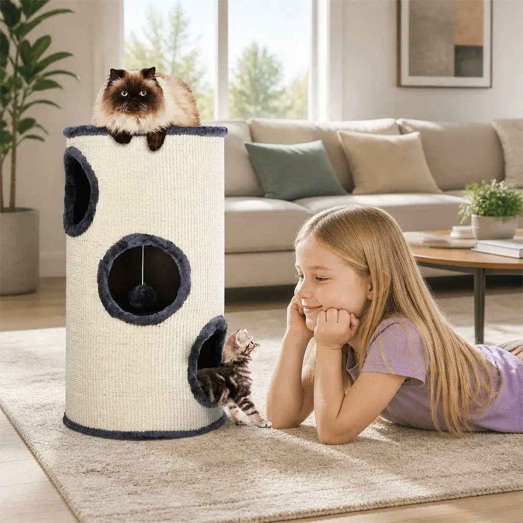 Cat Tree Multi-Level 70cm Scratching Post Tower with Hideouts and Toys