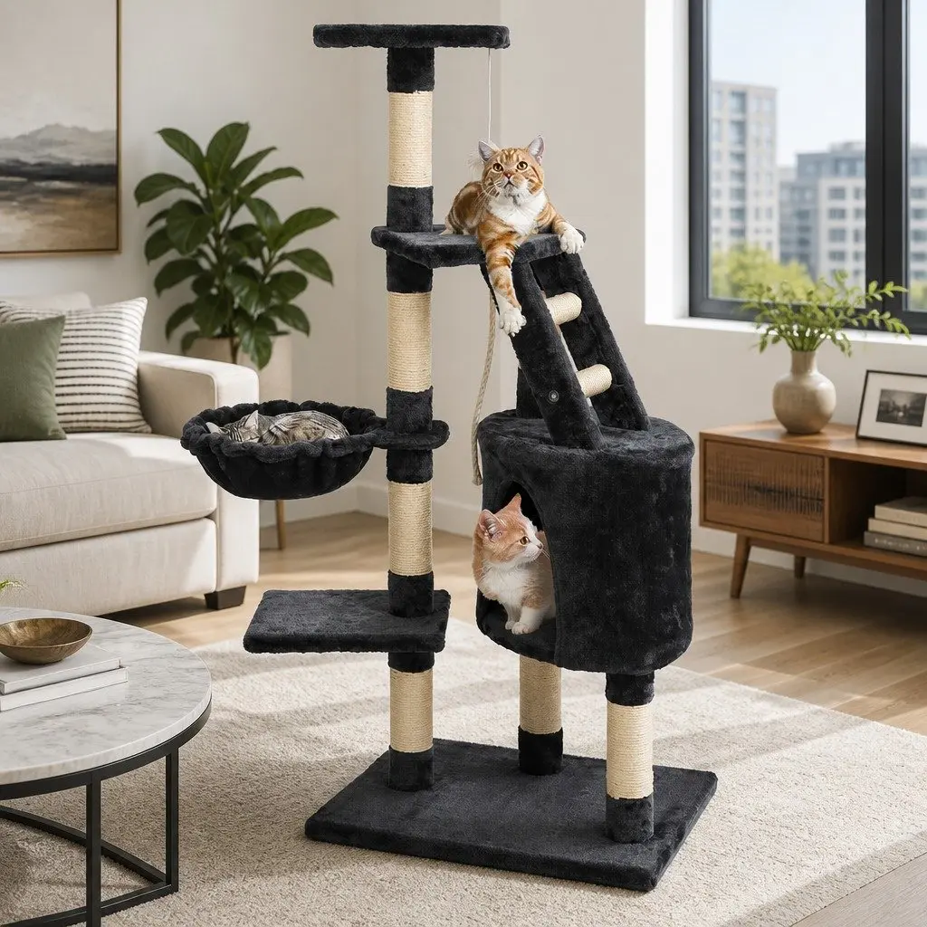 Cat Tree Multi-Level 120cm Scratching Post Tower Condo House Bed Perch Climb