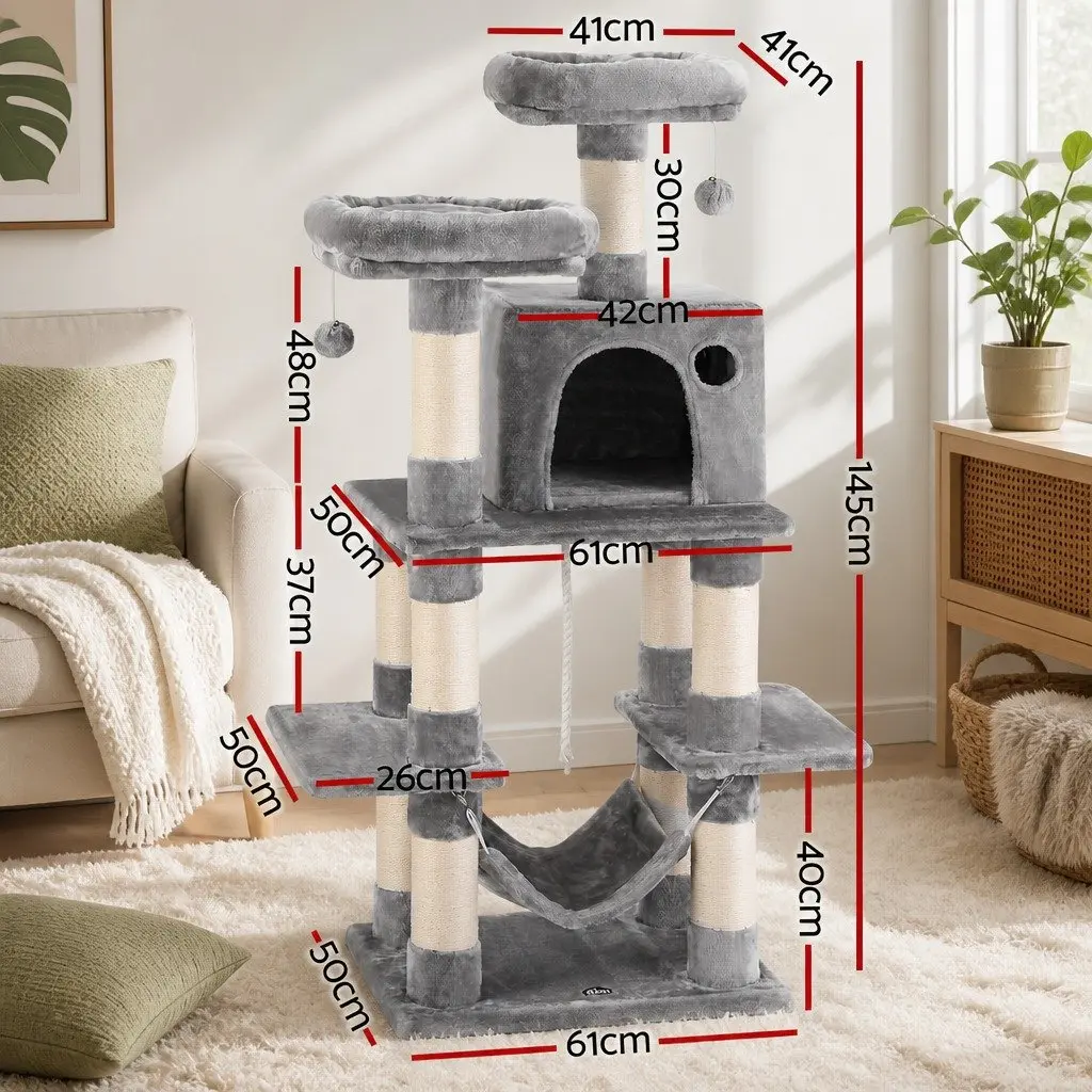Cat Tree Multi-Level 145cm Tower Scratching Post Condo House