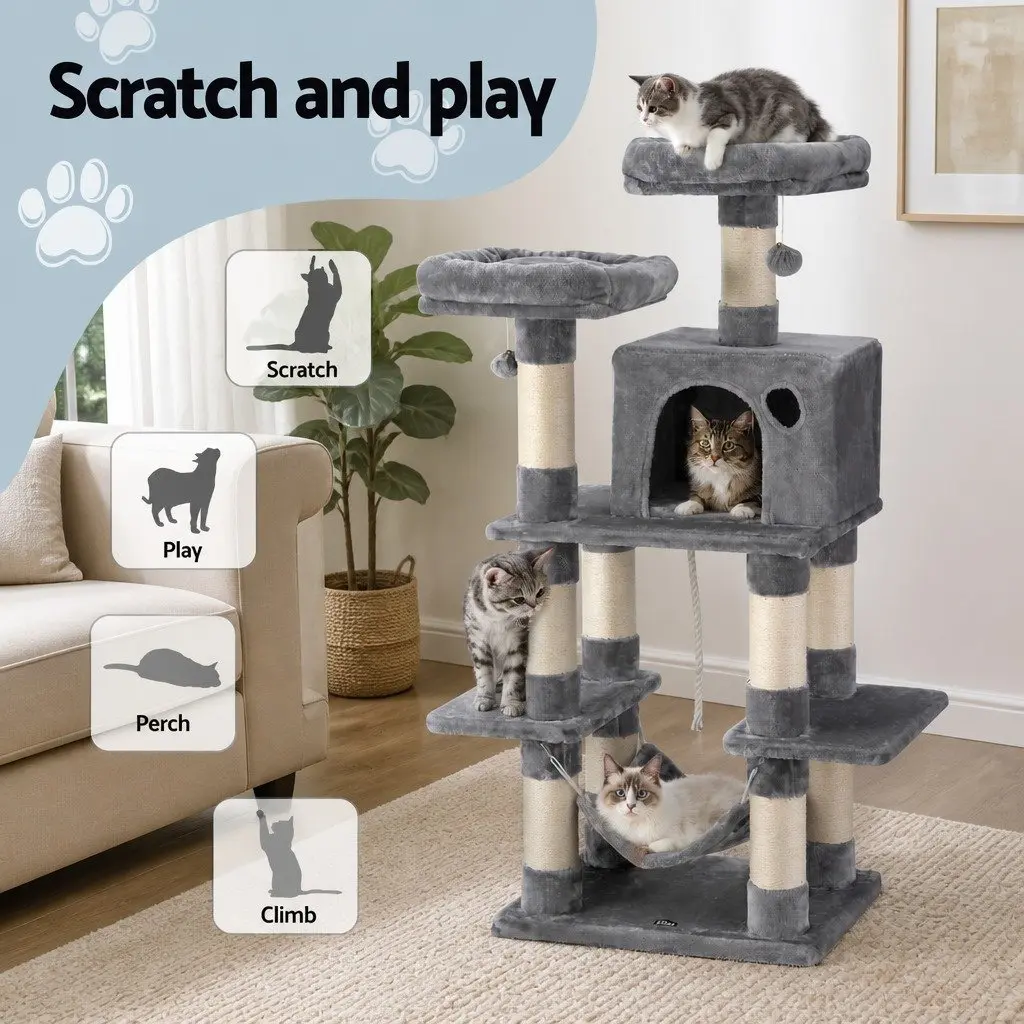 Cat Tree Multi-Level 145cm Tower Scratching Post Condo House