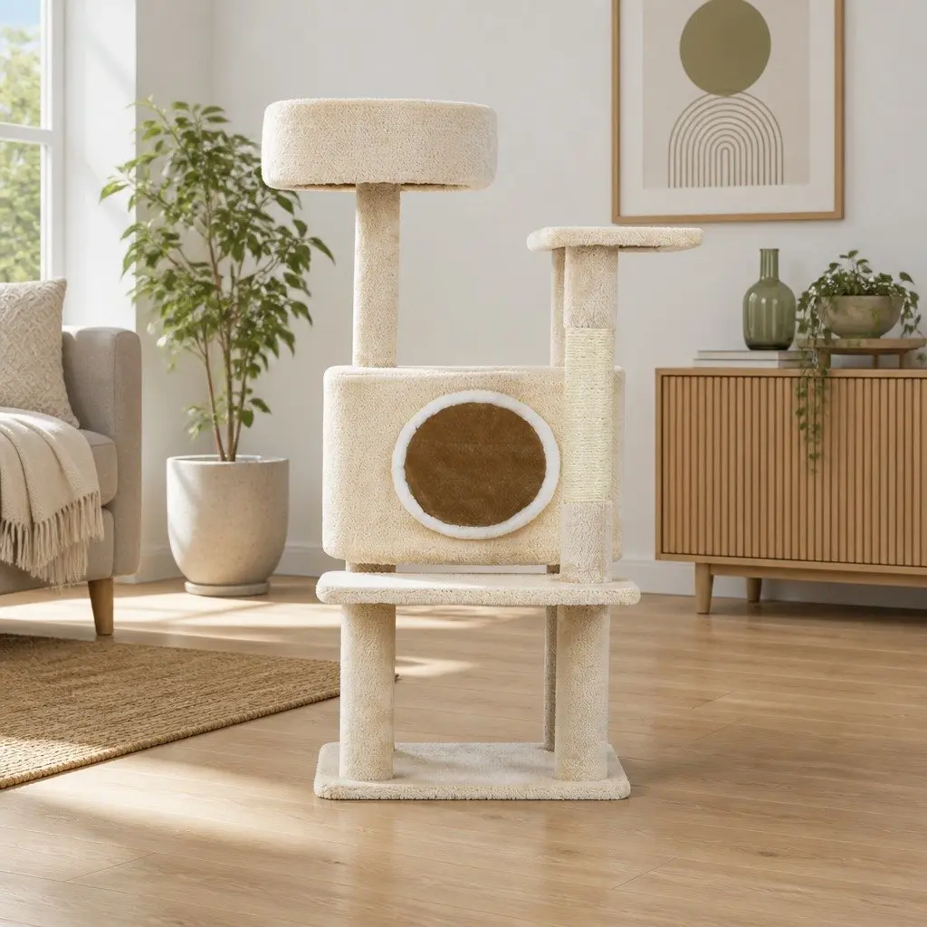 Cat Scratching Post Multi-Level 90cm Condo House Bed Scratcher Climbing
