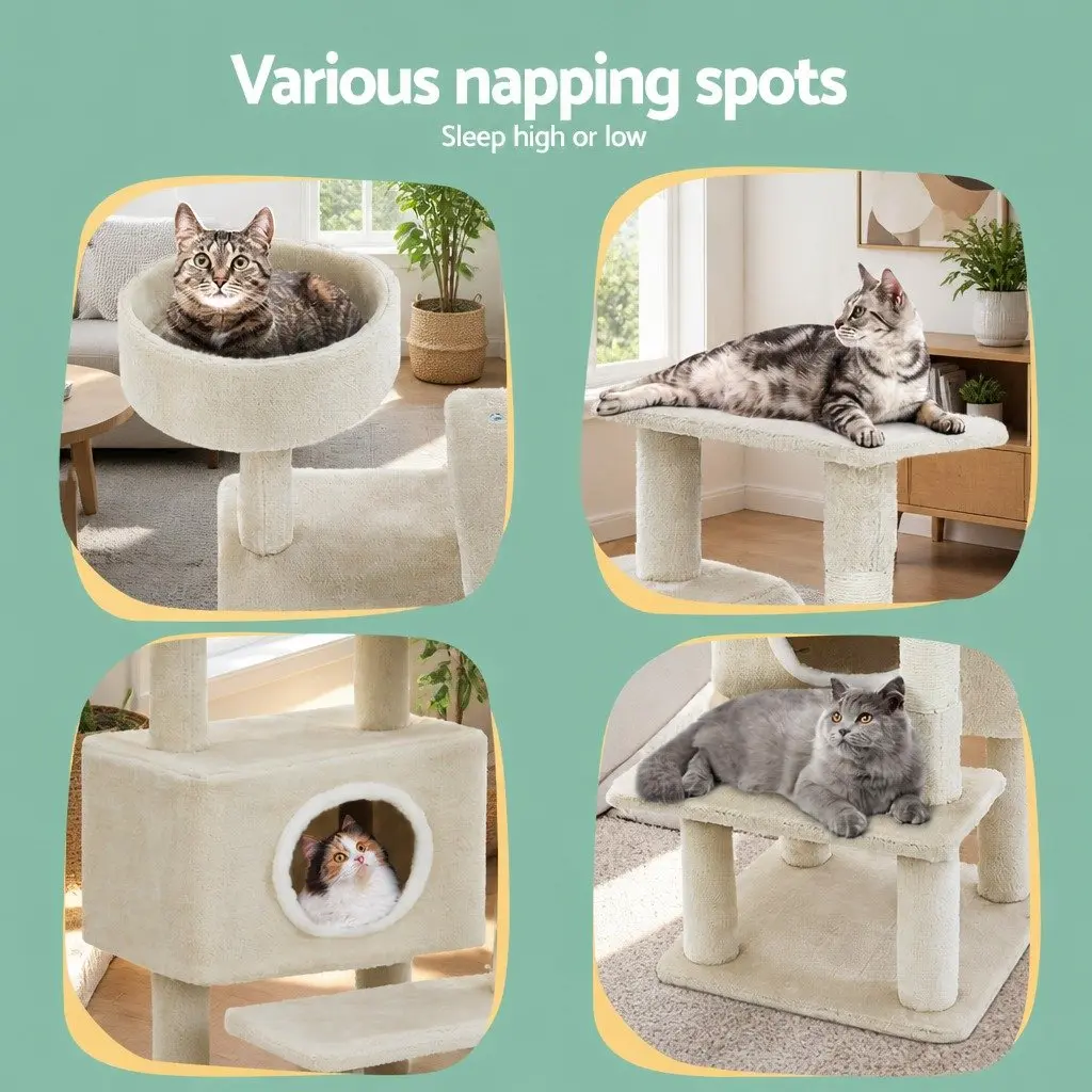 Cat Scratching Post Multi-Level 90cm Condo House Bed Scratcher Climbing