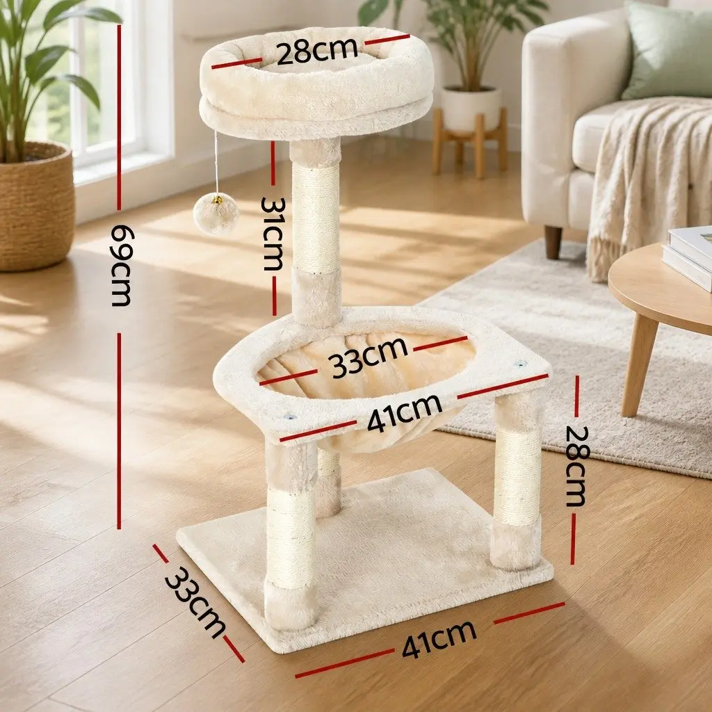Cat Scratching Post Tree Multi Level 69cm with Bed Hammock Activity Ball