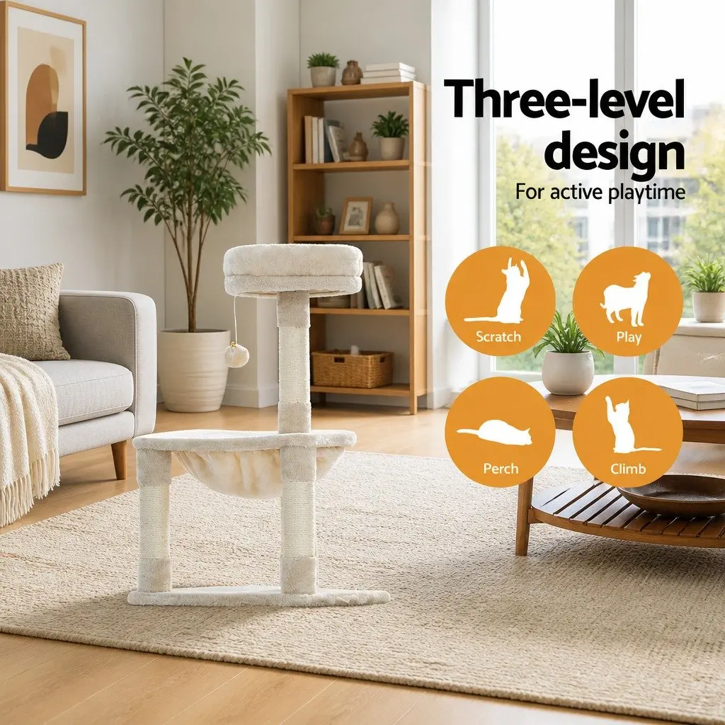 Cat Scratching Post Tree Multi Level 69cm with Bed Hammock Activity Ball
