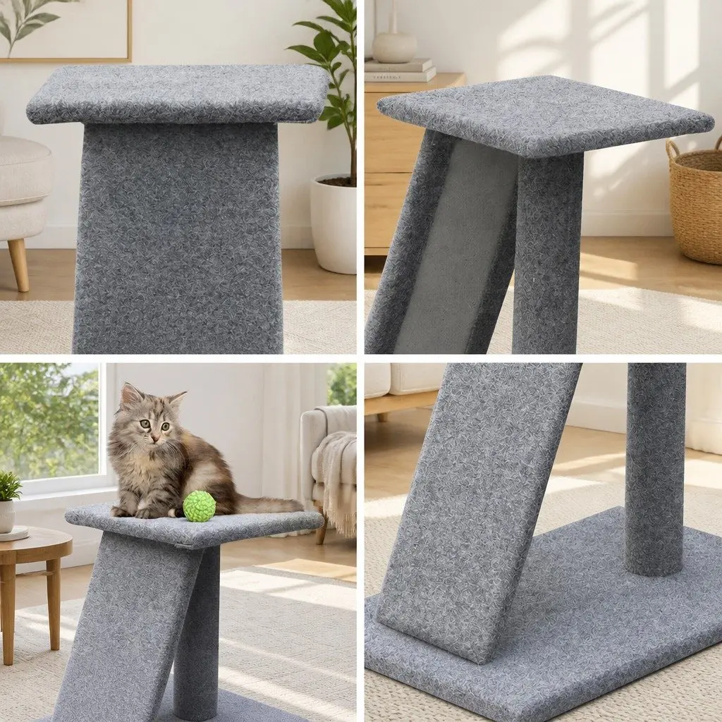 Cat Scratching Post Tower 82cm Grey Condo Tree Climbing House Ramp Perch