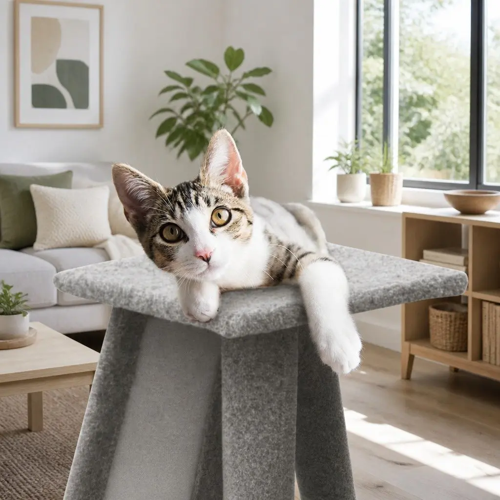 Cat Scratching Post Tower 82cm Grey Condo Tree Climbing House Ramp Perch