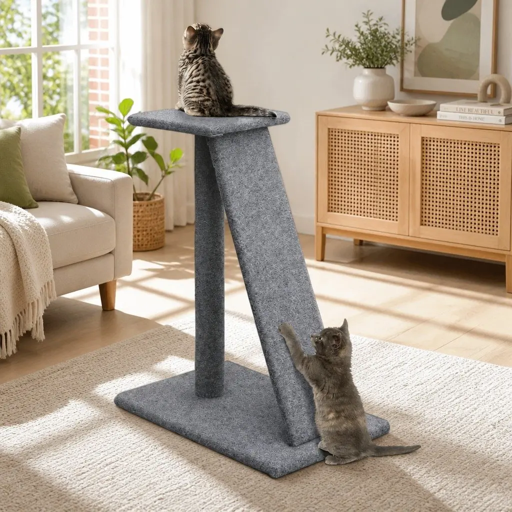 Cat Scratching Post Tower 82cm Grey Condo Tree Climbing House Ramp Perch