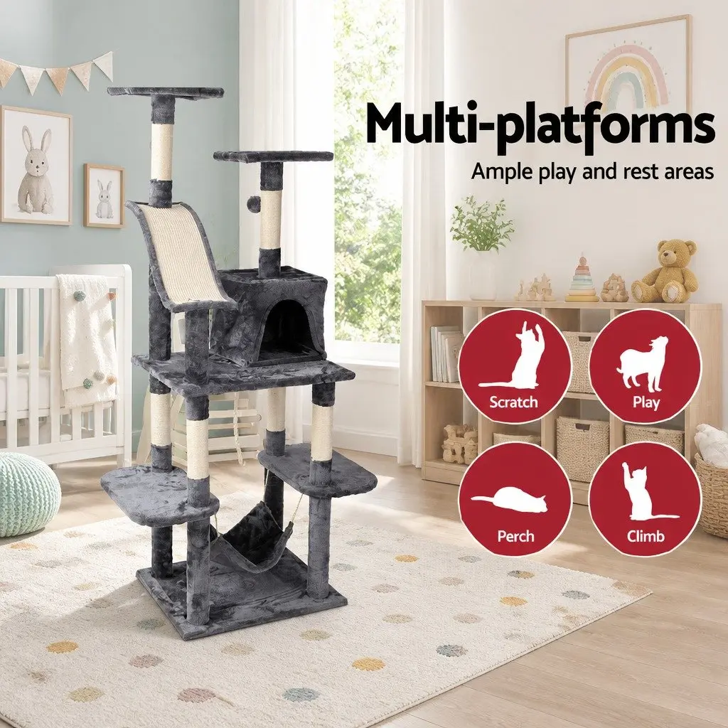 Cat Tree 171cm Tall Scratching Post Tower Wooden Condo Bed Hammock Rope Toys