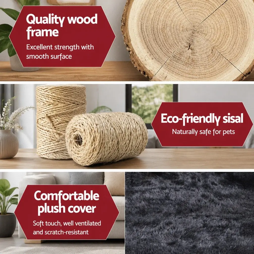 Cat Scratching Post Multi-Level 184cm Tower Tree Condo Bed House Grey