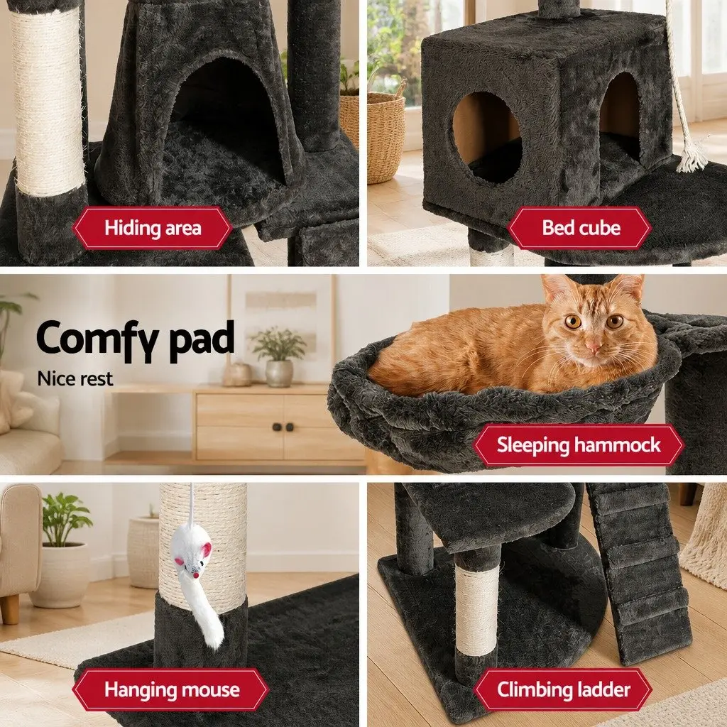 Cat Tree Tower Multi-level 193cm Scratching Post Condo House Grey