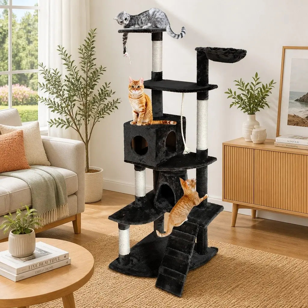 Cat Tree Tower Multi-level 193cm Scratching Post Condo House Grey