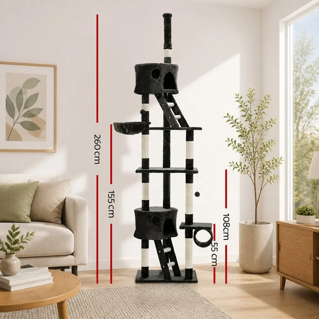 Cat Tree Multi-Level Tower 260cm Grey
