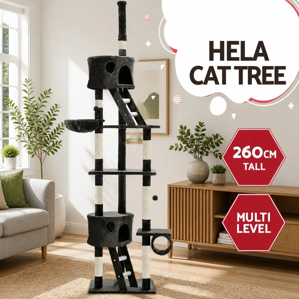 Cat Tree Multi-Level Tower 260cm Grey