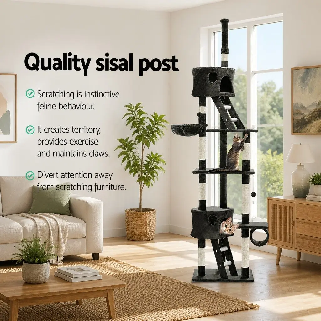 Cat Tree Multi-Level Tower 260cm Grey