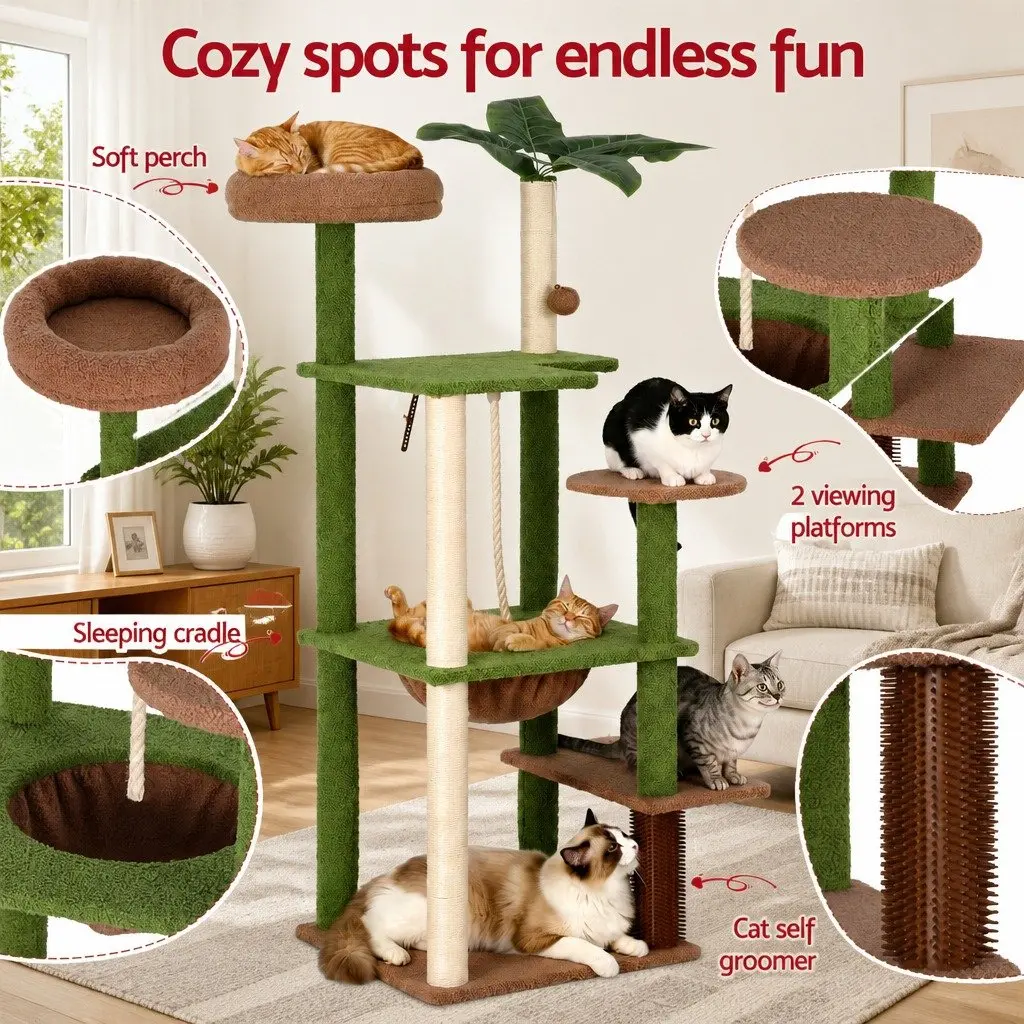 Cat Tree Tower 152cm Multi-Level Scratching Post Jungle Canopy Indoor Climbing