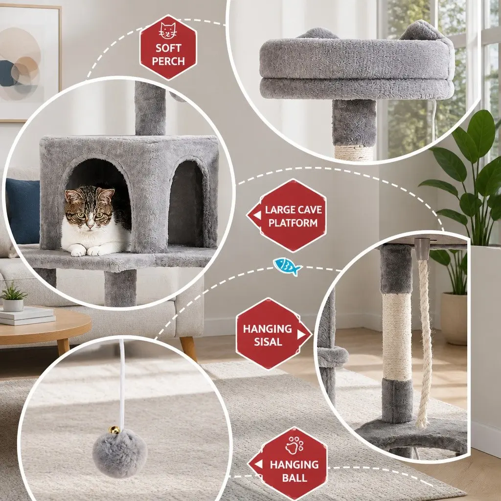 Cat Tree Multi-Level 161cm Grey Scratching Post Condo House
