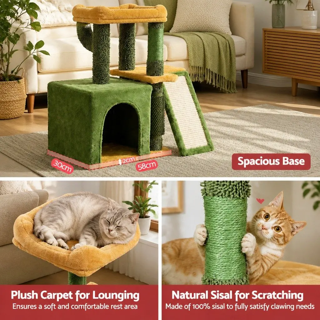 Cat Tree Tower Multi-Level 101cm Scratching Post Green