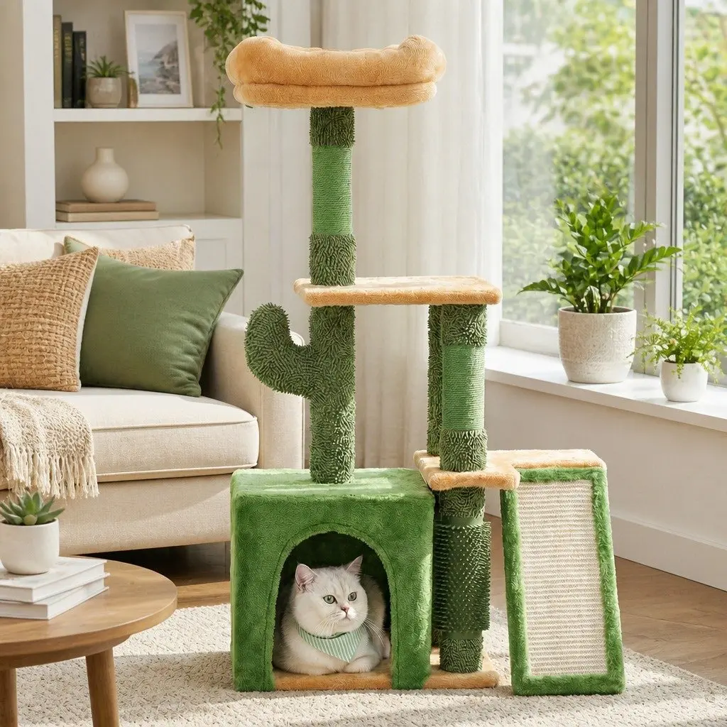 Cat Tree Tower Multi-Level 101cm Scratching Post Green
