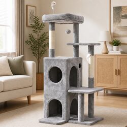 Cat Tree Tower 127cm Scratching Post Multi-Level Platforms Perches Hideouts