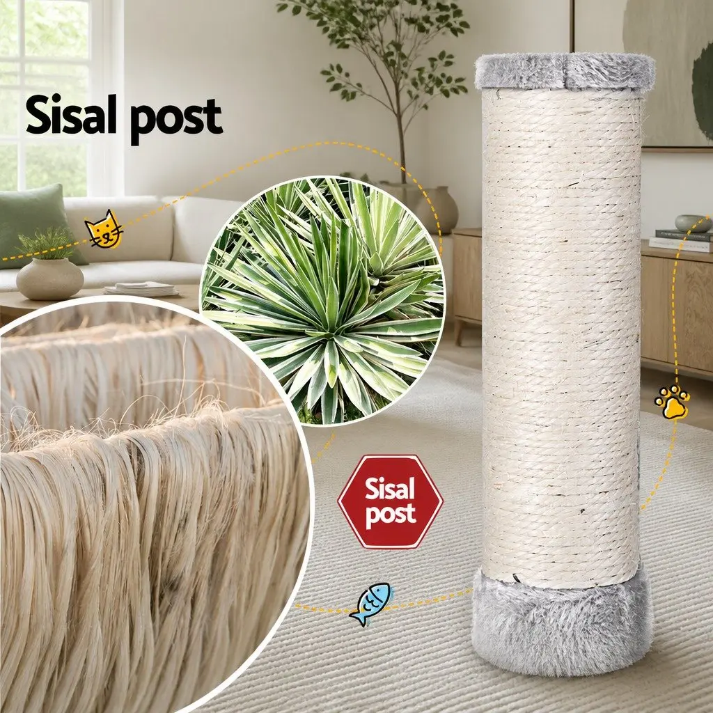 Cat Tree Tower Scratching Post Condo House 143cm Multi-Level Grey Wooden Pet