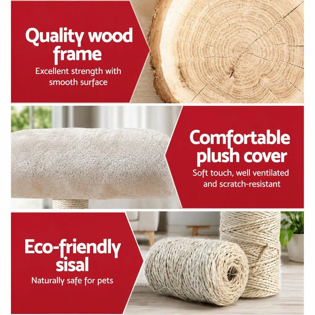 Cat Tree 141cm Multi-Level Scratching Post Tower with Sisal Poles Plush Bed