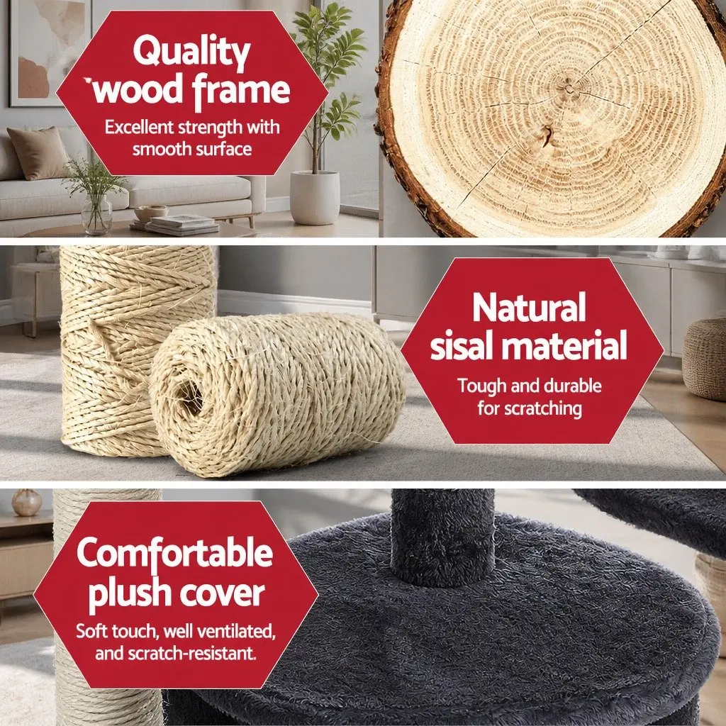 Cat Scratching Post Multi-Level Tower Condo House Bed 203cm Grey