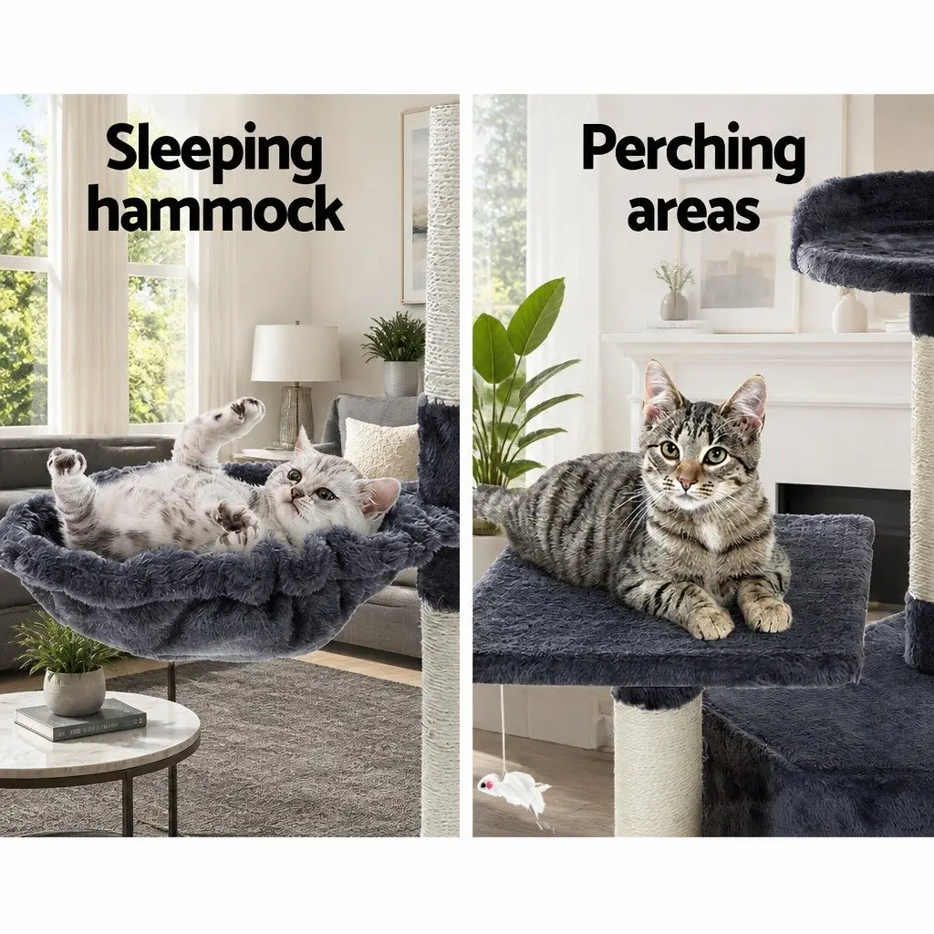 Cat Scratching Post Multi-Level Tower Condo House Bed 203cm Grey