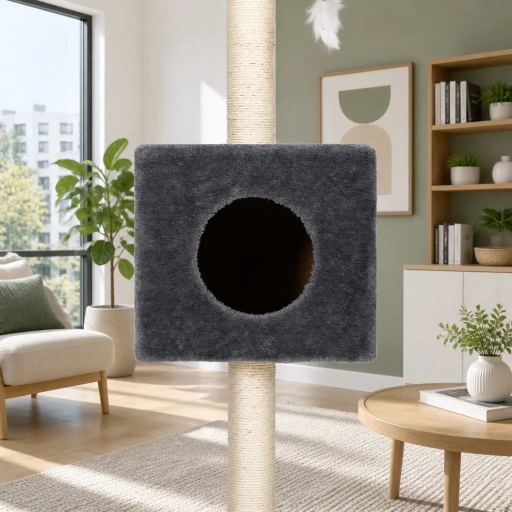 Cat Tree Tower Floor to Ceiling 260cm Dark Grey 4 Platform Levels