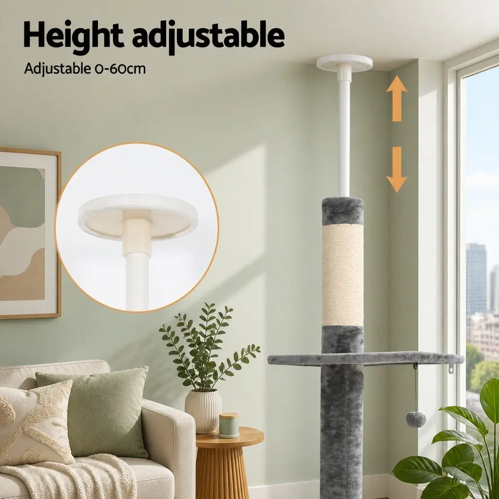 Cat Tree Floor to Ceiling 290cm 5 Levels Plush Cover
