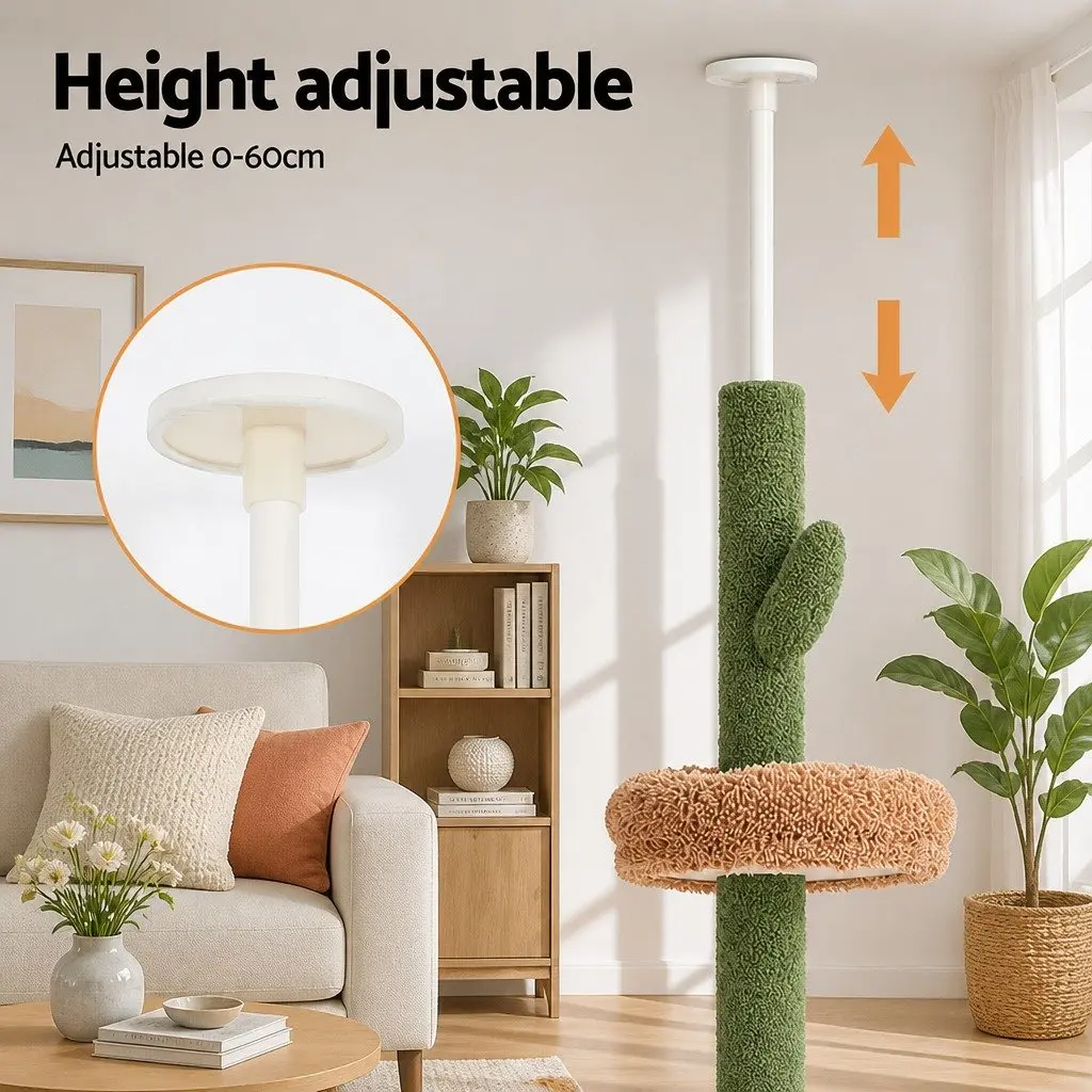 Cat Tree Tower Floor to Ceiling Adjustable 290cm Multi Level Scratching Post Bed