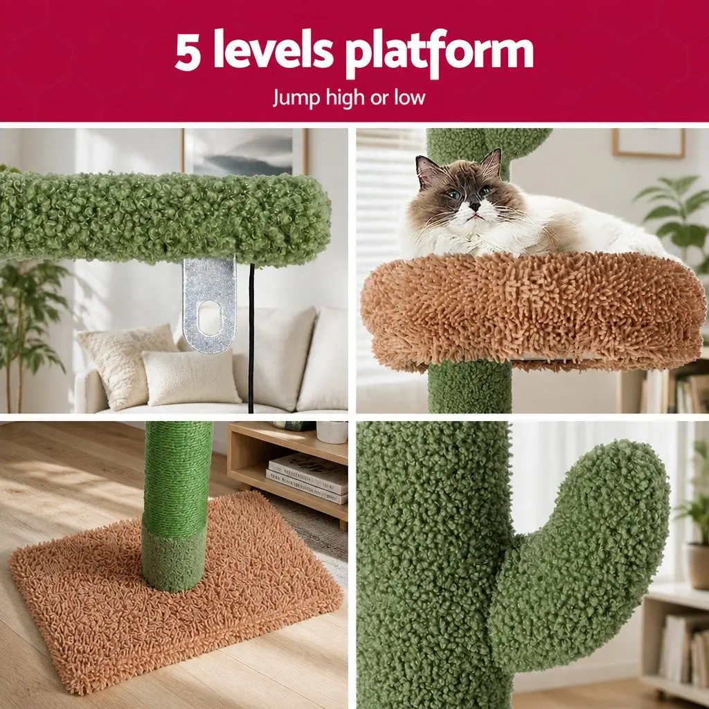 Cat Tree Tower Floor to Ceiling Adjustable 290cm Multi Level Scratching Post Bed