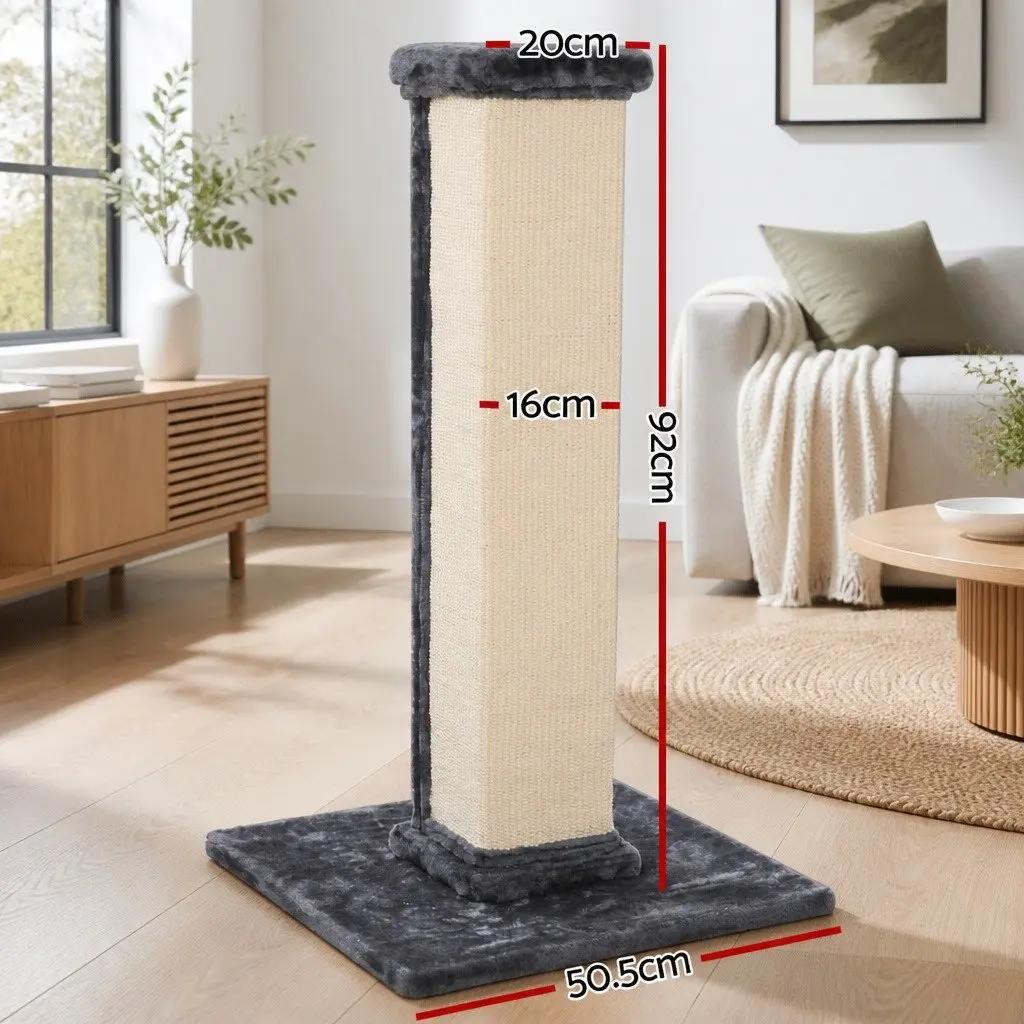 Cat Scratching Post Tall 89cm Sisal Condo Perch Climbing Bed House Grey