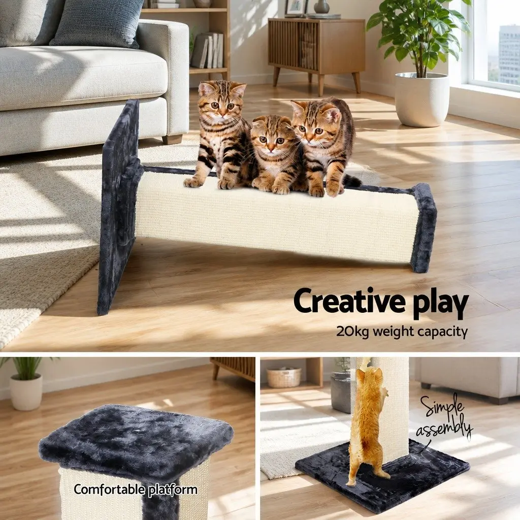 Cat Scratching Post Tall 89cm Sisal Condo Perch Climbing Bed House Grey