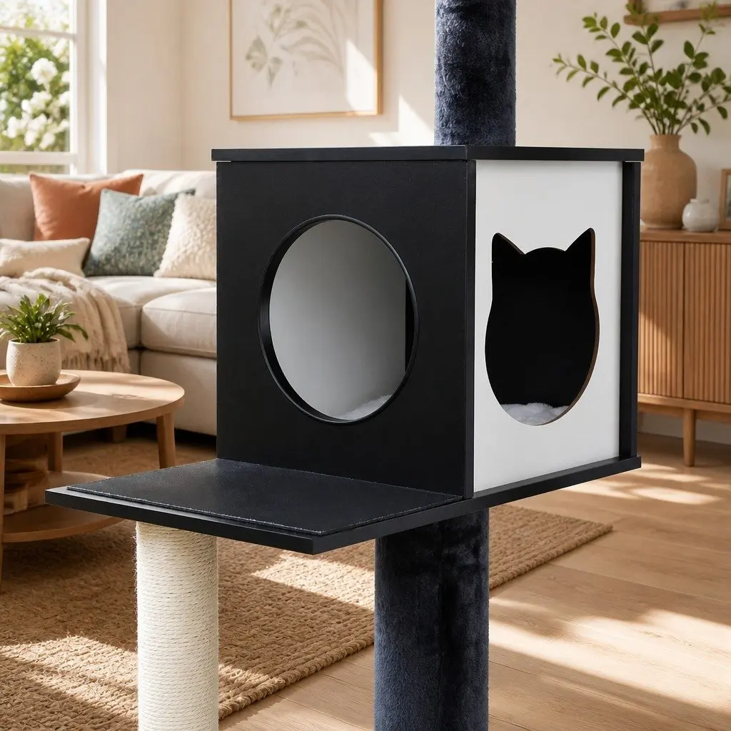 Cat Tree Tower Multi-tiered Wooden 144cm Scratching Post Condo House Bed