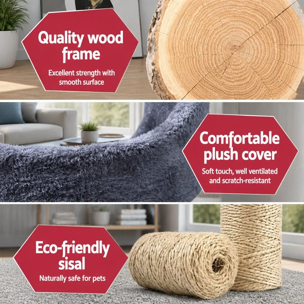 Cat Tree Multi-Level 126cm Scratching Post Condo House Grey