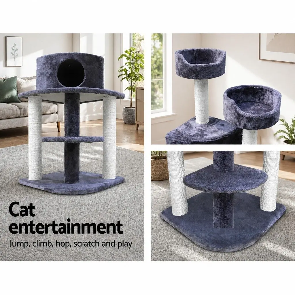 Cat Tree Multi-Level 126cm Scratching Post Condo House Grey