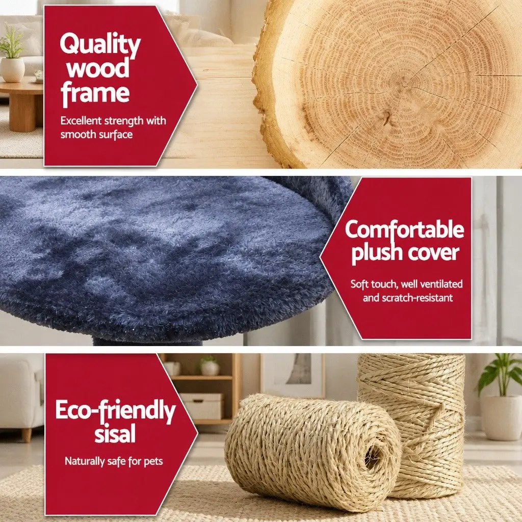Cat Scratching Post Multi-Level 100cm Tower Condo with Plush Upholstery and Sisal Wrapped Posts