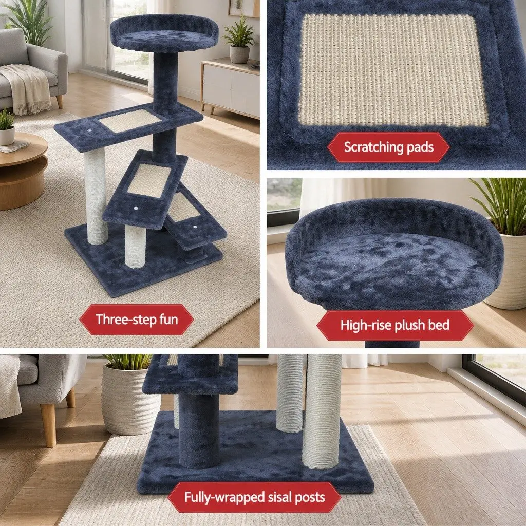 Cat Scratching Post Multi-Level 100cm Tower Condo with Plush Upholstery and Sisal Wrapped Posts