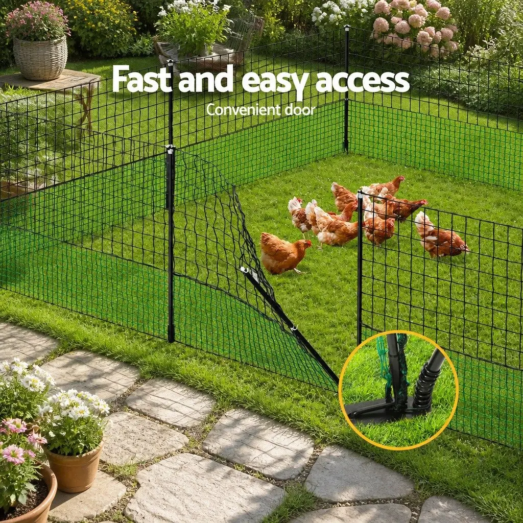 Poultry Electric Fence Net 25M x 125CM Chicken Enclosure Netting Posts Pegs