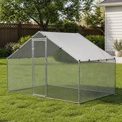 User-Friendly 3x2x2m Silver Outdoor Rabbit Hutch Chicken Coop