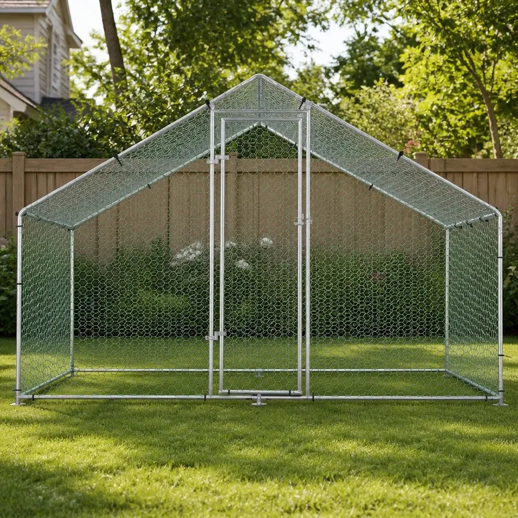Large Outdoor Pet Enclosure Walk-in Run Silver 3x2x2m